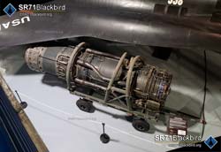 View of the J58 afterburning turbojet engine on display