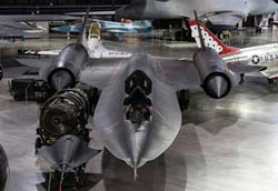 JPG photograph of the SR71 Blackbird; straight-on nose view with engine exposed